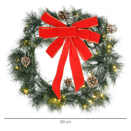 Egles vainags durvju vainags Ziemassvētku vainags aizmugurē ar piekaramu cilpiņu, zaļš, Ø60 x 10 cm