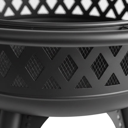 Ugunskura bļoda ar 360 grādu grozāmu grilu un vāku