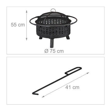 Ugunskura bļoda ar dzirksteļu aizsardzību un grilu
