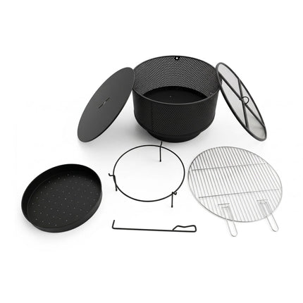 Ugunskura bļoda ar grilu, 3-in-1 galds, tērauds