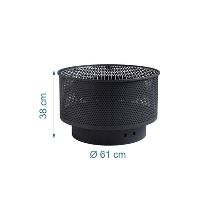 Ugunskura bļoda ar grilu, 3-in-1 galds, tērauds