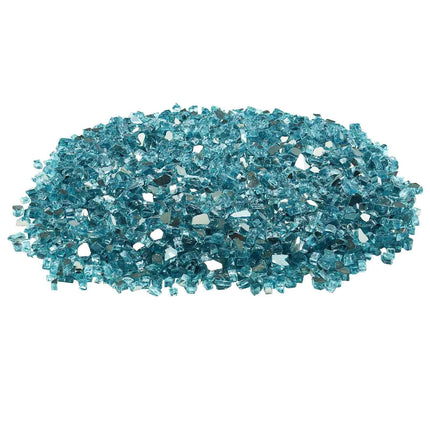 Fire Pit Glass, 20 lb Reflective Aqua Blue, 1/2 In