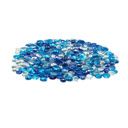 Fire Pit Glass Beads, 10 lb, 3/4 in Mixed Blue Clear