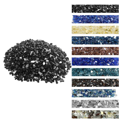 Fire Pit Glass, Black Reflective 10 lb 1/2-Inch