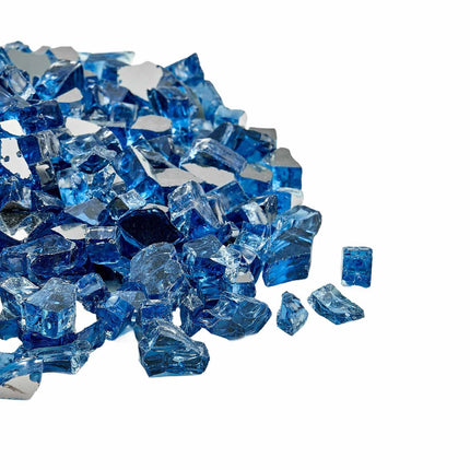 Fire Pit Glass, Pacific Blue, 10 lb, 1/2 in Reflective