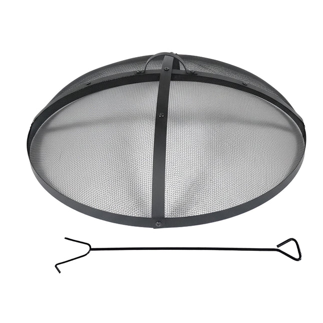 Ugunskura dzirksteļu aizsargs, apaļš metāla siets, komplektā iekļauts pokers, 70 cm