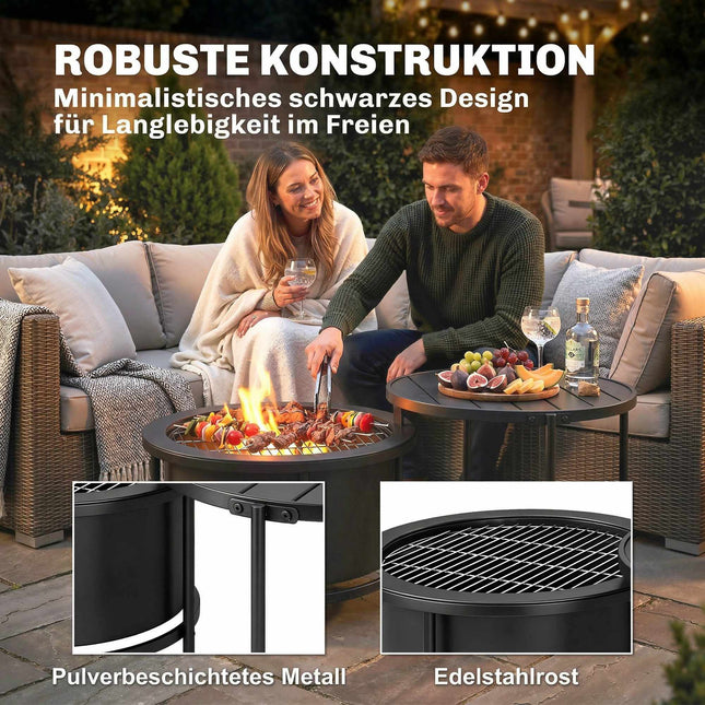 Ugunskura bedre ar 49 cm grilu, melna, 66 x 63 x 41 cm