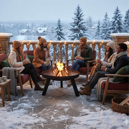 Fire Pit with Poker, Steel Bowl for Outdoor Use