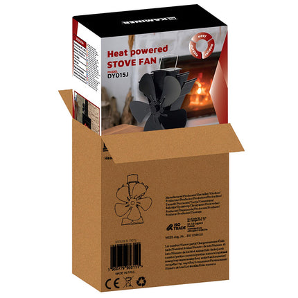 Kamīna ventilators, 5 lāpstiņu siltumenerģijas dzinējs