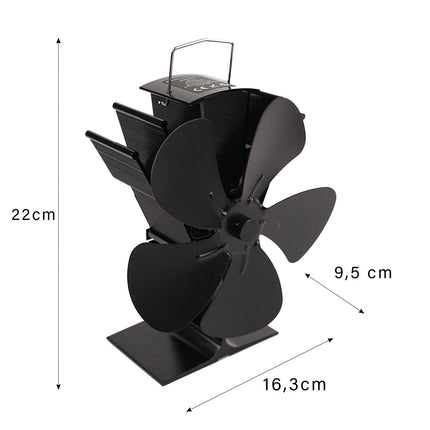 Kamīna ventilators, 5 lāpstiņu siltumenerģijas dzinējs