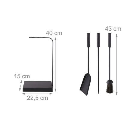 Kamīna instrumentu komplekts - 4 metāla piederumu daļas