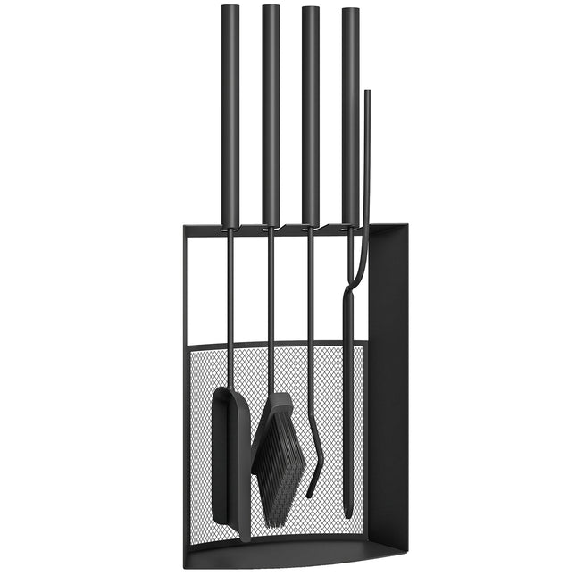 Kamīna instrumentu komplekts, 5 daļas, metāls, melns