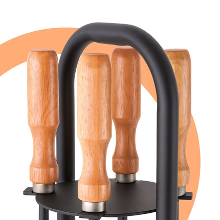 Kamīna instrumentu komplekts, 5 daļas, koka rokturi