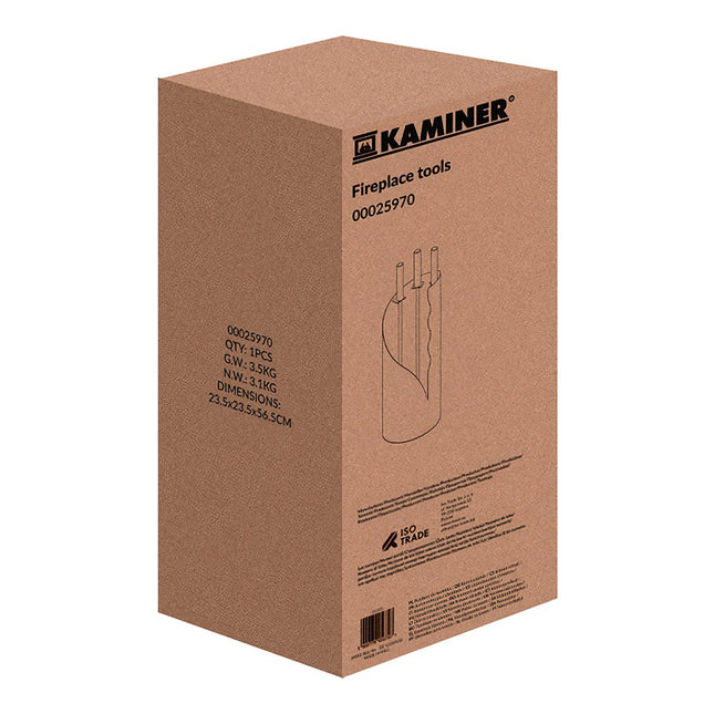 Kamīna instrumentu komplekts, tērauds, 4 vienā, ar statīvu
