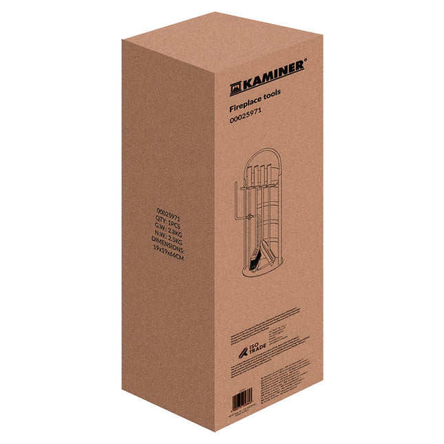 Kamīna instrumentu komplekts, tērauds, 5 vienā, ar statīvu