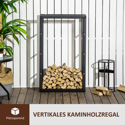 Malkas statīvs, malkas plaukts, malkas turētājs, 100 kg, tērauds, melns, garums 60 x platums 25 x augstums 100 cm