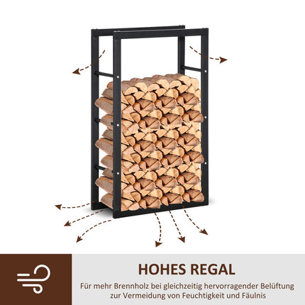 Malkas statīvs, malkas plaukts, malkas turētājs, 100 kg, tērauds, melns, garums 60 x platums 25 x augstums 100 cm