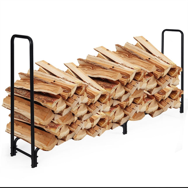 Malkas statīvs Metāla malkas statīvs ar rokturiem un pamatni 250 x 36 x 122,5 cm Melns