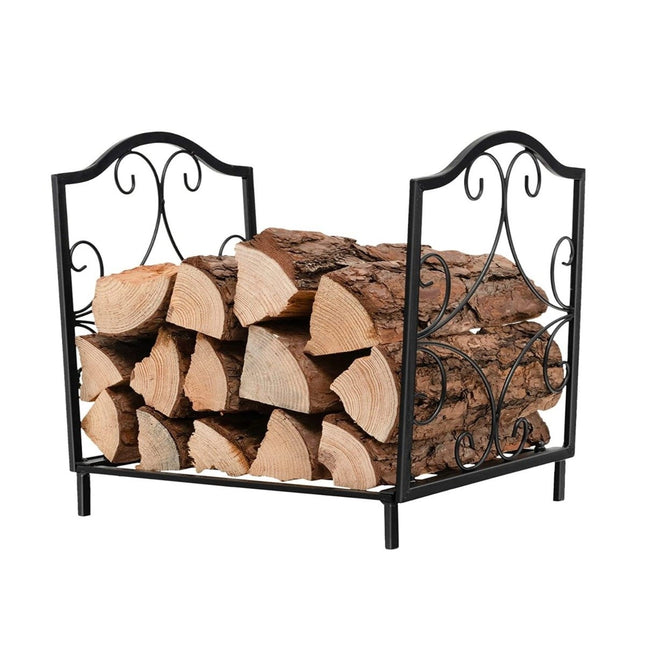 Malkas plaukts, metāla malkas plaukts, var turēt līdz 60 kg, malkas plaukts, 37 x 32 x 39,5 cm, melns