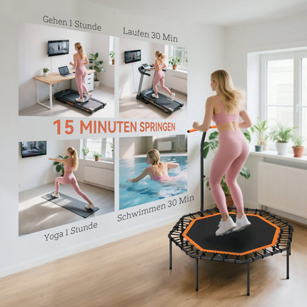 Fitnesa batuts, regulējams rokturis, iekštelpām, tērauds, oranžs
