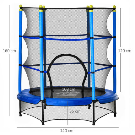 Fitness trampoline for children with safety net, Ø140 cm, 45 kg Limit