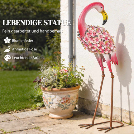 Flamingo dārza statuju komplekts, 2 gab., metāla putni ar enkuriem