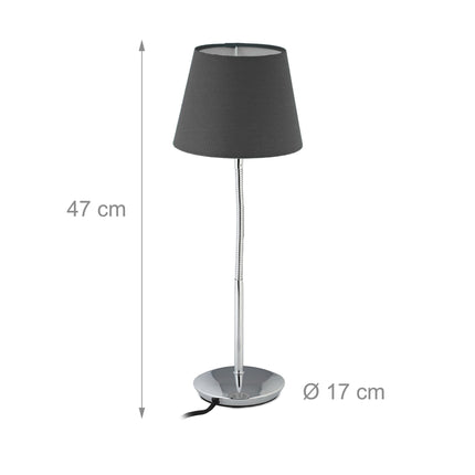 Elastīga galda lampa ar auduma abažūru