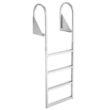 Flip-Up Dock Ladder, 4-Step Aluminum, Non-Slip, 350 lb