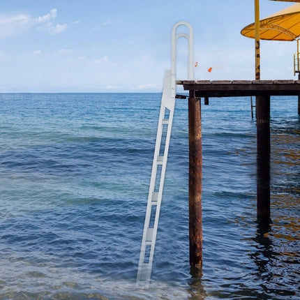 Flip-Up Dock Ladder, 5-Step Aluminum, 350 lb, Non-Slip