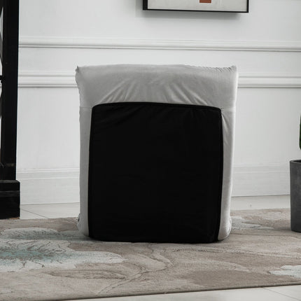 Grīdas krēsls 3 vienā, salokāms, regulējama atzveltne, 13 pozīcijas, saliekams atpūtas krēsls, pelēks metāls, putas, 55x71x53,5 cm