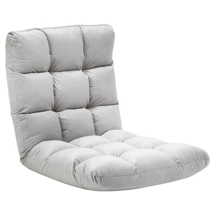 Grīdas krēsls 3 vienā, salokāms, regulējama atzveltne, 13 pozīcijas, saliekams atpūtas krēsls, pelēks metāls, putas, 55x71x53,5 cm
