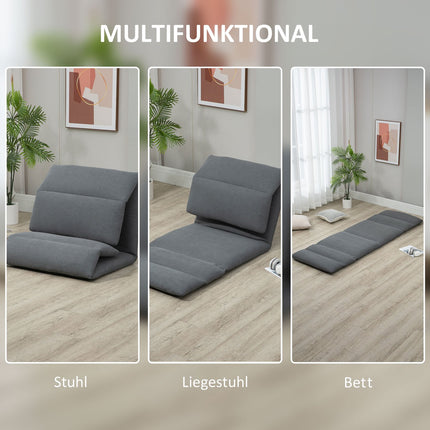Adjustable floor chair, folding and collapsible, dark gray