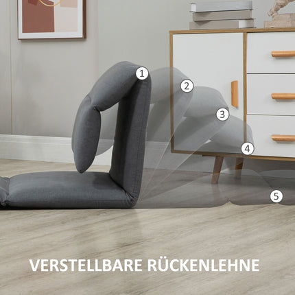 Adjustable floor chair, folding and collapsible, dark gray