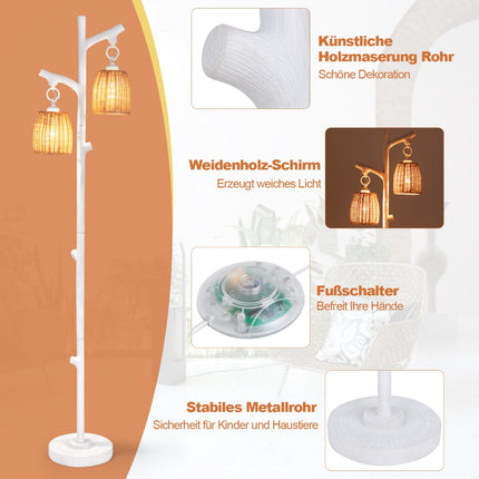 Grīdas lampa 165 cm, regulējama spilgtuma, 2 lampiņas, pīts abažūrs