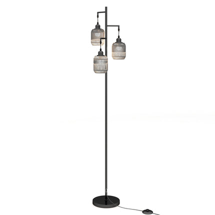 Stāvlampa 173 cm, 3 austi papīra abažūri, kājas slēdzis