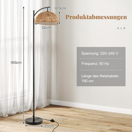 Grīdas lampa ar piekaramu abažūru un kājas slēdzi, 160 cm, E27 ligzda