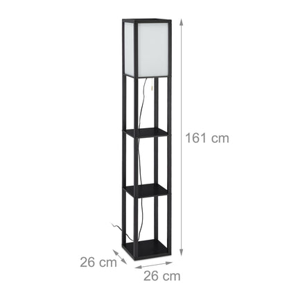 Grīdas lampa ar plauktu, melna