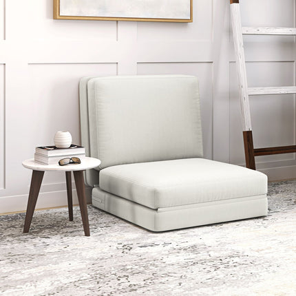 3-in-1 folding sofa bed, velvet upholstery, cream white