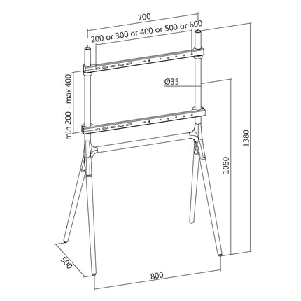 Floor stand for TV 49-70" Black/Walnut