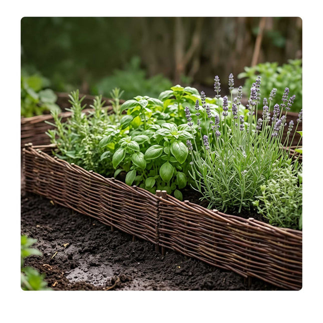 Flower Bed Edging Fence – Willow Wicker, Pegs Included