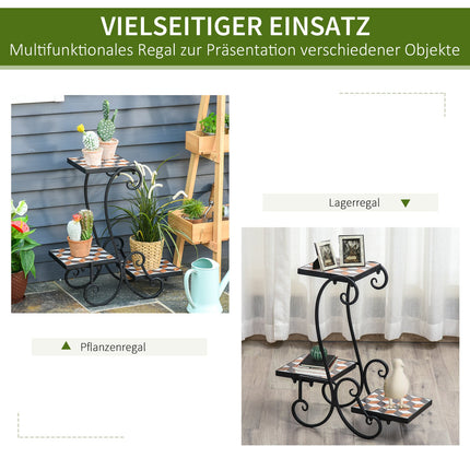 Black Metal Plant Stand - indoor/outdoor mosaic table