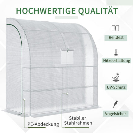 Folijas siltumnīca tomātu siltumnīcai 200x100x215cm ar sieta logiem un ruļļu durvīm UV aizsardzība baltā krāsā augiem un dārzam