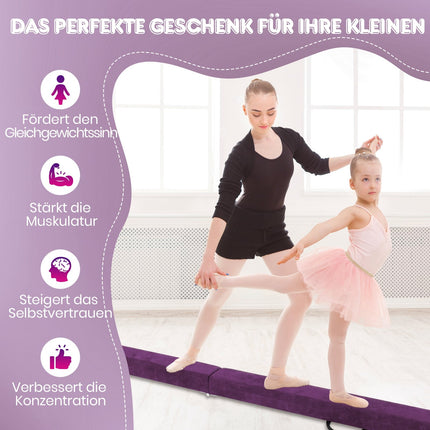Salokāms 270 cm vingrošanas līdzsvara baļķis bērniem, violets