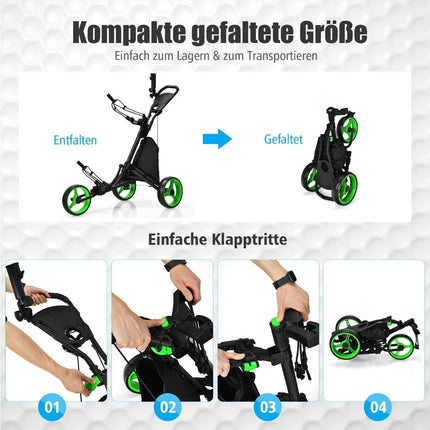 Salokāms 3 riteņu golfa ratiņi ar regulējamu rokturi