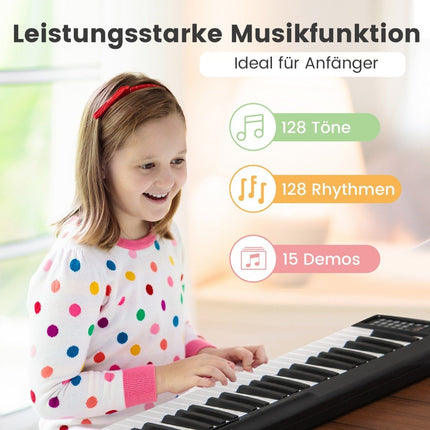 Salokāms 88 taustiņu digitālais klavieru elektriskais klaviatūras komplekts, 137 x 16,5 x 5 cm, melns + balts