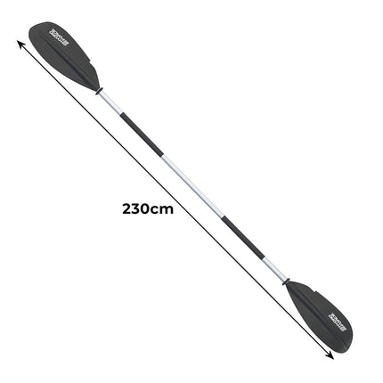 Foldable Aluminium Kayak and SUP Paddle 230 cm, 5-Piece, Asymmetric Blades