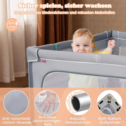 Salokāms bērnu rotaļu laukums ar 50 bumbām, 150x150 cm, pelēks
