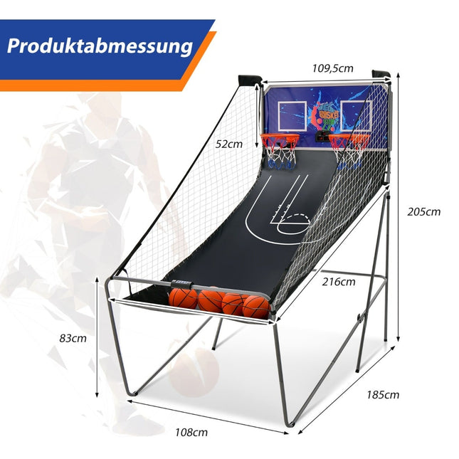 Salokāma basketbola arkādes spēle ar 2 groziem, elektronisko punktu skaitīšanu