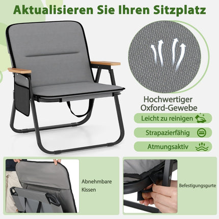 Salokāms kempinga krēslu komplekts ar spilvenu un sānu kabatu