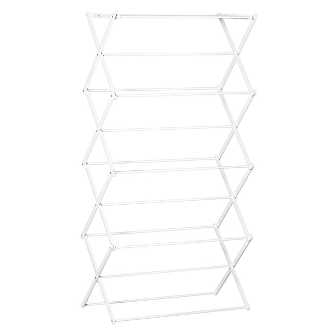 Salokāms drēbju žāvētājs, 8 līmeņi, torņa tipa žāvētājs, metāls, plastmasa, balts, 74x35x144 cm